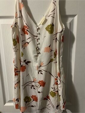 Zulu & Zephyr Cream Floral Button-Front Mini Dress